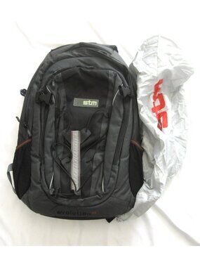 STM Evolution M Laptop Backpack Black Gray Padded Travel Bag with Rain Cover